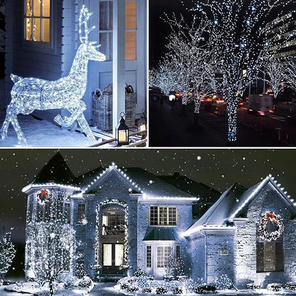 Hopolon 100 LED White Christmas String Lights, 33 FT Extendable Christmas Lights Outdoor Waterproof, 8 Modes Plug in Fairy Light Indoor for Tree Wedding Party Garden Patio Decoration,100 LED,White
