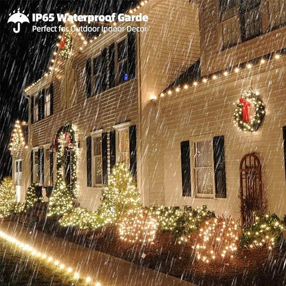 Tcamp 2 Pack Christmas Lights Battery Operated with Remote Memory Timer (Total 66ft 200LED), 8 Modes Battery String Lights for Christmas Tree Wreath Bedroom Outdoor Indoor Decor- Warm White