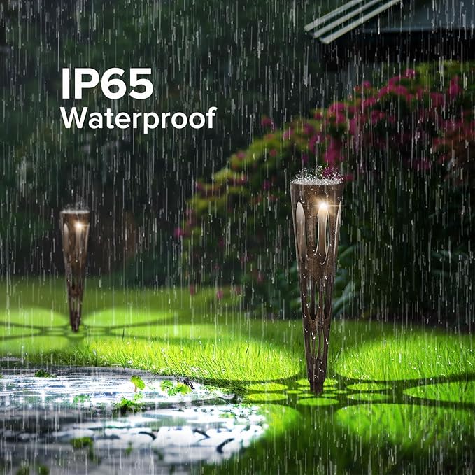 JJX Solar Pathway Lights, 6 Pack Outdoor Walkway Solar Lights for Yard Outside, Warm Light LED Landscape Light Waterproof IP65 Auto On/Off for Lawn Sidewalk