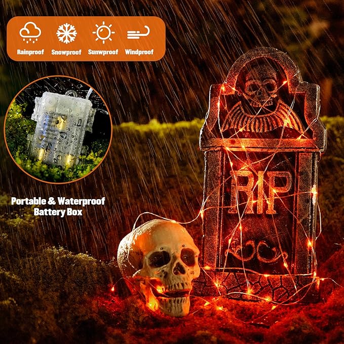 Halloween Backyard String Lights 2-Pack, 132ft 400 LED Waterproof