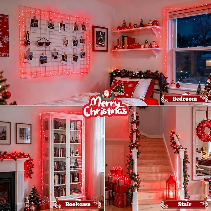 2-Pack Christmas String Lights, 132ft 400 LED Waterproof Twinkle Lights