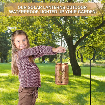 Hummingbird Solar Lanterns Outdoor Waterproof, Birthday Gifts for Women, Mom, Hummingbird Gardening Gifts, Hanging Decorative Solar Lanterns for Patio/Yard/Garden Decor
