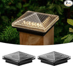 2-Pack Warm White Solar Yard Post Lights, Outdoor LED Caps