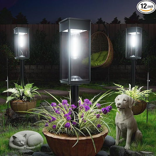 Solar Pathway Lights Outdoor, 12 Pack Bright Solar Lights Outdoor, Auto On/Off, IP65 Waterproof Landscape Lighting for Yard Patio Walkway Driveway Pathway (Cool White)