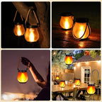 Courtyard Solar Lantern Set 2-Pack, Metal Backyard Lighting