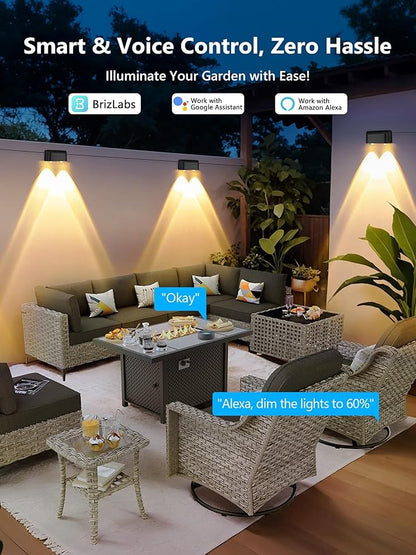 Brizled Smart Fence Lights, RGBCW Outdoor Deck Lights APP & Voice Controlled, Color-Changing Fence Lighting Music Sync Smart Outdoor Light IP65 Waterproof for Christmas Halloween Easter Lighting Decor