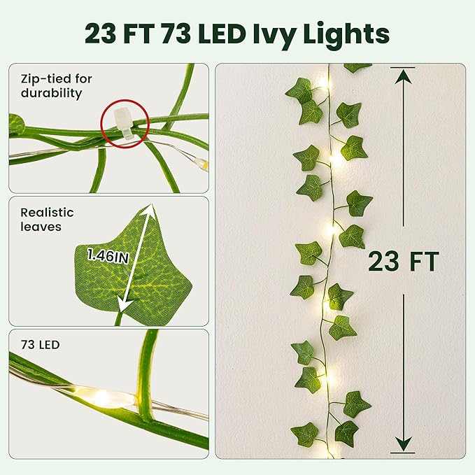 Warm White Porch String Lights, 23ft Weatherproof LED
