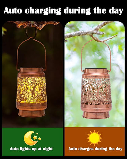 Dragon Decor Solar Lanterns - Waterproof Hanging Lights for Outdoor Garden Patio Lawn Pathway Metal Yard Lighting Decorations Housewarming Birthday Gift for Women Men Friend Dragons Lover