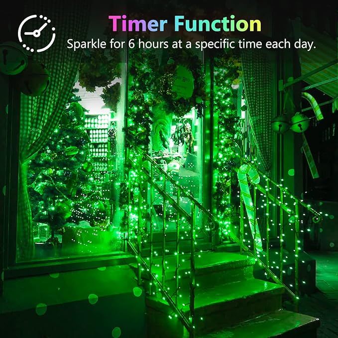 4 Pack 20FT 60LED St Patrick’s Day Battery Operated Fairy Lights with Timer, Waterproof Battery String Lights Outdoor Indoor, Twinkle Lights for Bedroom Christmas St Patrick’s Day Decorations (Green)