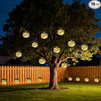 18-Pack Metal Globe Solar Lanterns for Yard, Waterproof LED