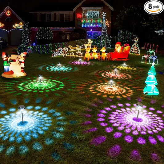 Kingsyard 8 Pack Solar Pathway Lights Outdoor Waterproof IP67, Bright Color Changing & Warm White LED Solar Lights for Outside Garden Yard Landscape Path Christmas Walkway Decor