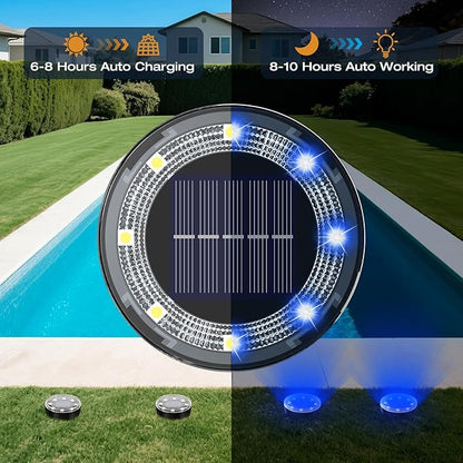 Mini Solar Ground Lights, 12 Pack Solar Lights Outdoor Waterproof, Upgraded LED Flat Landscape Lighting for Outside Pathway Garden Patio Yard Driveway,Blue