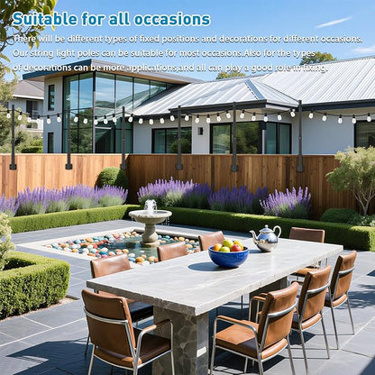AILBTON 4 Pack Suspension Outdoor String Light Poles for Outside String Lights Hanging,with Clip and Holder,Light Post Mounting Stand for Patio Fence Wall Garden Backyard Deck