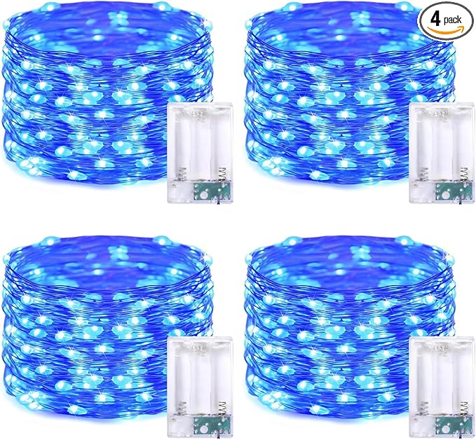 16ft Blue Outdoor Edison String Lights, Weatherproof