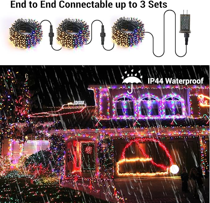 Christmas Patio String Lights, 115ft 300 LED Waterproof
