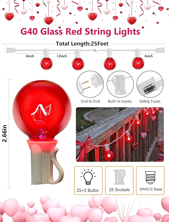 Christmas String Lights, 25ft Waterproof Twinkle Lights