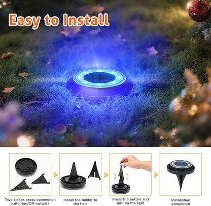 Flacchi Solar Ground Lights - Solar Powered Lights Outdoor Solar Disk Light Waterproof Landscape Light for Patio Yard Pathway Walkway Driveway Christmas (Multi-Colored, 12 Pack)