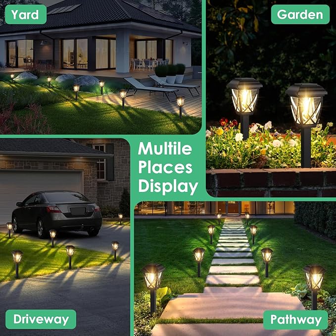 10-Pack Solar Landscape Lights for Driveway