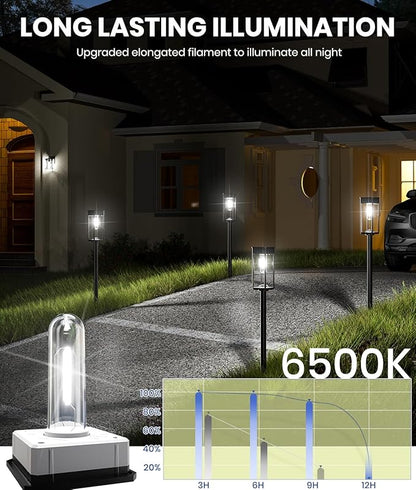12 Pack Bright Solar Pathway Lights Outdoor,IP65 Waterproof Solar Garden Lights Pathway Lights Solar Powered for Outside Yard Path Lawn Walkway Driveway Landscape Lighting (Cool White)