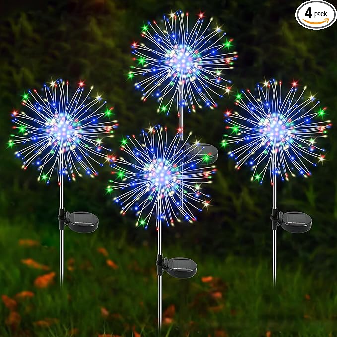 Solar Yard Path Lights 4-Pack, Waterproof