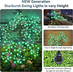 2-Pack Green Solar Path Lights, Outdoor Garden LED