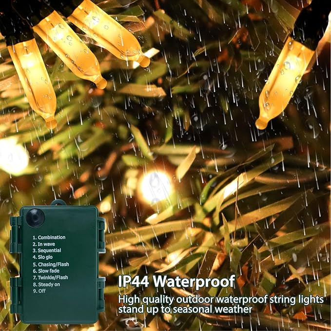 33ft Christmas LED String Lights, Waterproof Timer Lights