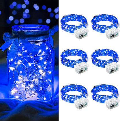 6-Pack 7ft Christmas LED String Lights, Waterproof Timer Lights