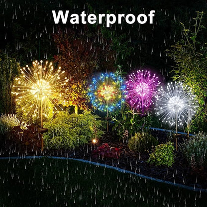 JJGoo Solar Firework Lights, 2 Pack 150 LEDs 2 Lighting Modes Solar Lights Outdoor Waterproof for Garden Patio Walkway Pathway Party Wedding Christmas Decorative - Pink