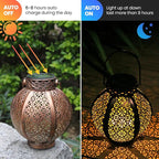Hanging Solar Lantern Set 4-Pack, Metal Backyard Lighting