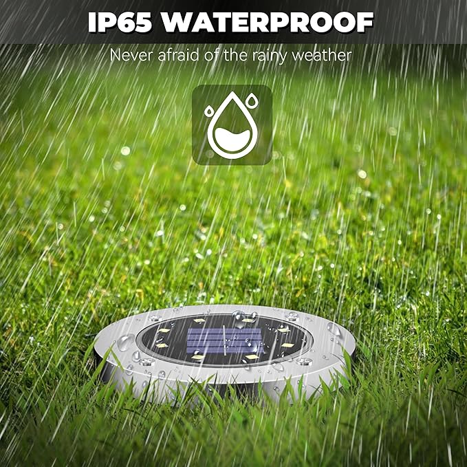 Solar Lights Outdoor 12 Pack, Solar Garden Outdoor Waterproof Pathway Lights Bright In-Ground Light Outdoor Lighting Decor for Lawn, Patio, Yard, Driveway, Step and Walkway White Light