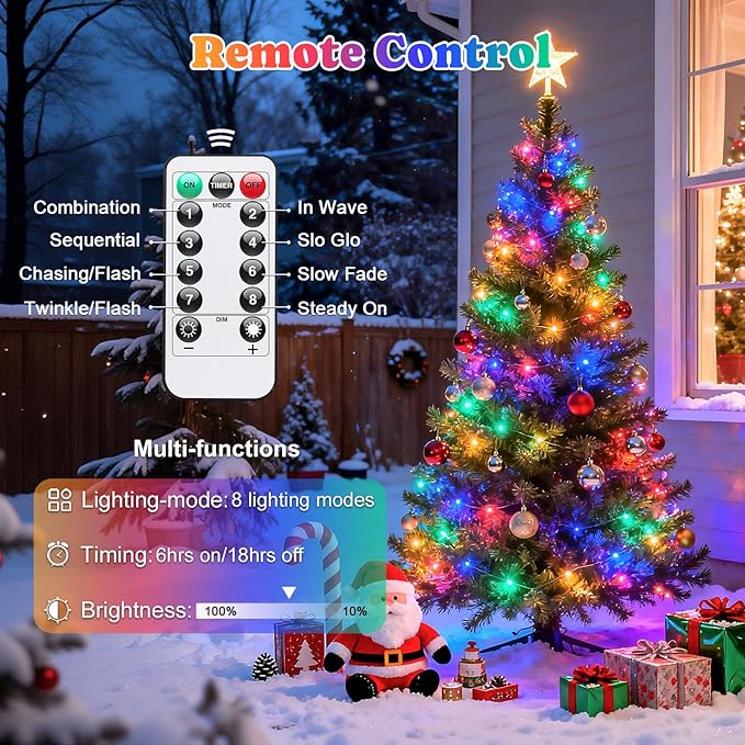 2-Pack Christmas String Lights, 132ft 400 LED Waterproof Twinkle Lights
