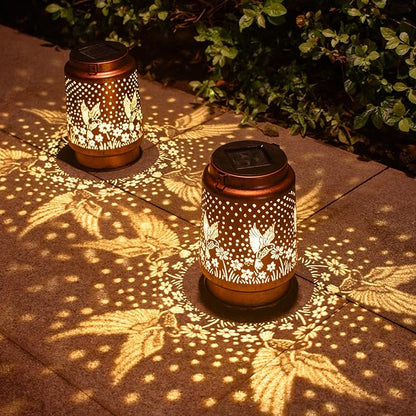 Birthday Gifts for Women, Solar Lanterns Outdoor Waterproof, Hummingbird Garden Decor Metal Hanging Decorative Solar Lights for Patio Yard Lawn Backyard Porch, Gardening Gifts for Women Mom Grandma