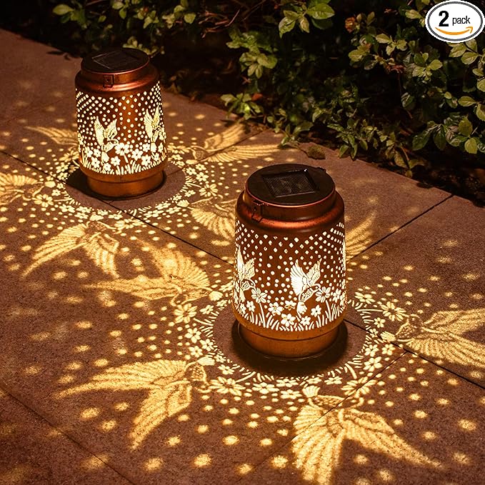 Hummingbird Solar Lantern Set 2-Pack, Classic Patio Lighting