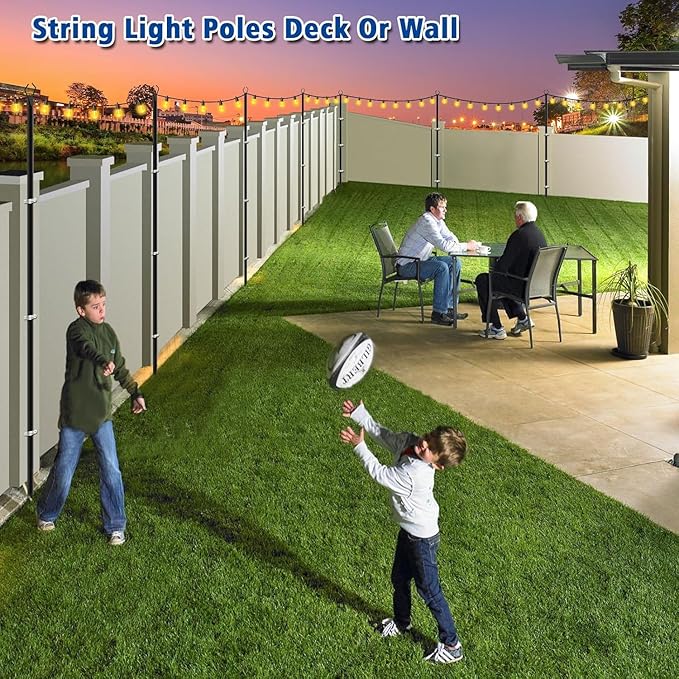 10ft String Light Hanging Poles 6-Pack, Metal