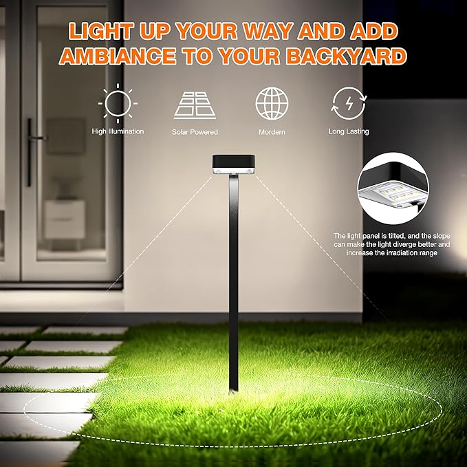 Solar Pathway Lights Outdoor,8 Pack Bright Modern Solar Lights Waterproof with 2 Modes(Cold/Warm White) for Walkway,Yard,Driveway,Garden,Patio