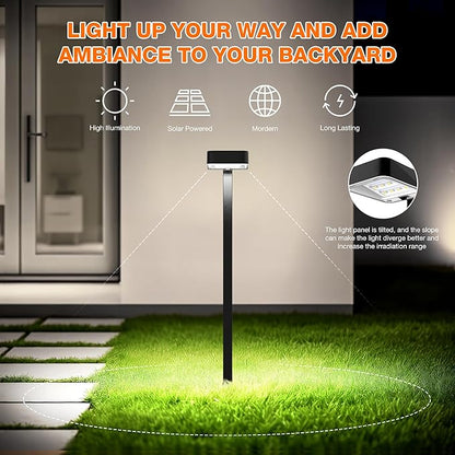 Solar Pathway Lights Outdoor,8 Pack Bright Modern Solar Lights Waterproof with 2 Modes(Cold/Warm White) for Walkway,Yard,Driveway,Garden,Patio