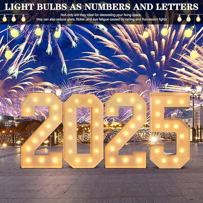 Retisee 4 Pcs Marquee Light String Bulbs13.8 ft Long for Marquee Letters Numbers 3 4 ft Tall Waterproof LED String Light for Indoor Outdoor Wedding Birthday Party Decor