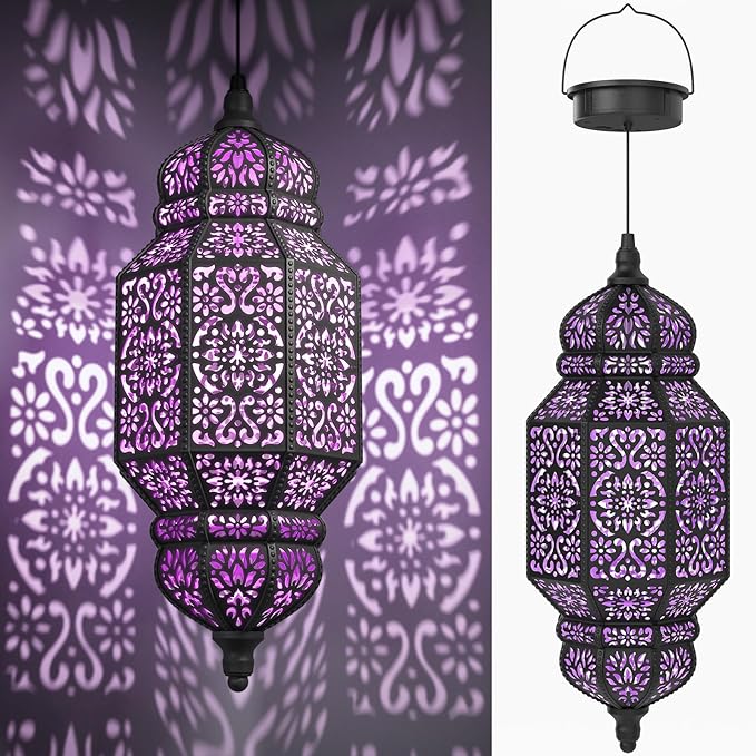 18" Moroccan Solar Pendant Light, Outdoor