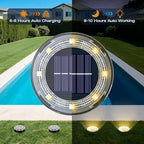 Solar Flat Disk Lights 12-Pack, Waterproof Garden