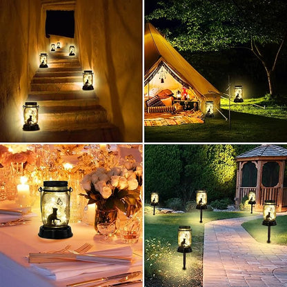 Cat Lover Gifts for Mom/Grandma/Women/Sister Cat Butterfly Solar Light Gifts Mother Day Gift Solar Lanterns Outdoor Waterproof Fairy Lights Led Mason Jar Hanging Cat Lamps Decor for Garden Yard Patio