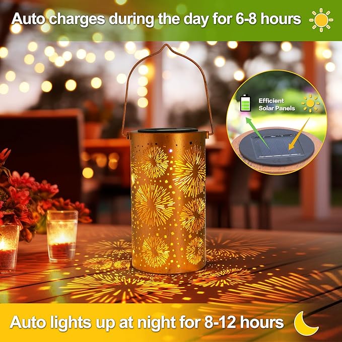 Firework Solar Hanging Lanterns, Rustic Backyard Decor