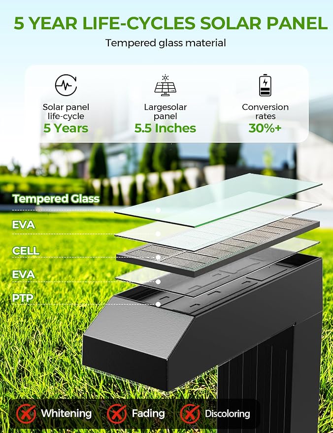Solar Pathway Lights Outdoor 6 Pack, 3 Color in 1 Bright Landscape Lighting with Cool/Warm/Daylight White Modes, Auto On/Off, IP65 Waterproof for Yard Garden Patio Walkway Sidewalk Lawn Decor