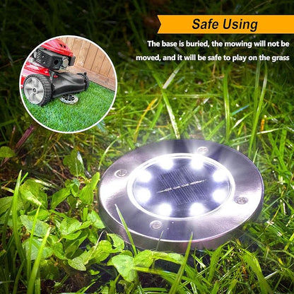 Aogist Solar Ground Lights, LED Garden Disk Lights In-Ground Outdoor Landscape Lighting for Lawn Patio Pathway Yard Deck Walkway (White,4 Packs)