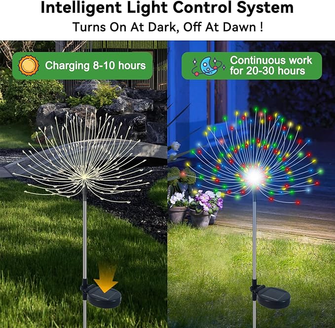 Multicolor Solar Pathway Lights 2-Pack, Garden LED