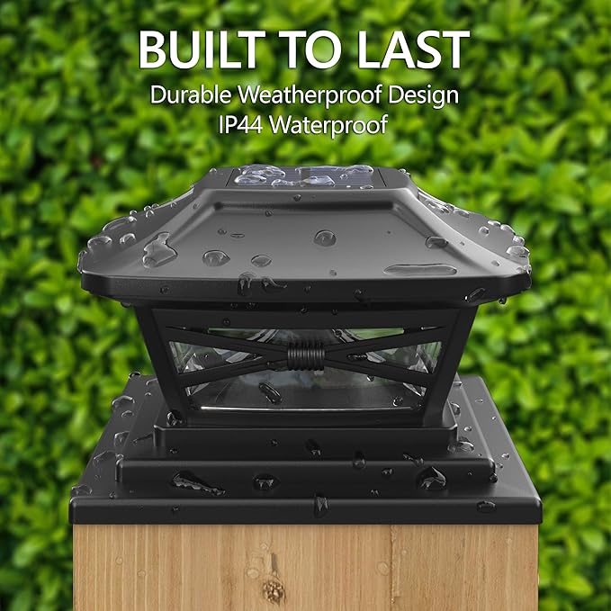Davinci Lighting Renaissance Solar Outdoor Post Cap Lights - Includes Bases for 4x4 5x5 6x6 Posts - Bright LED Light - Slate Black (4 Pack)