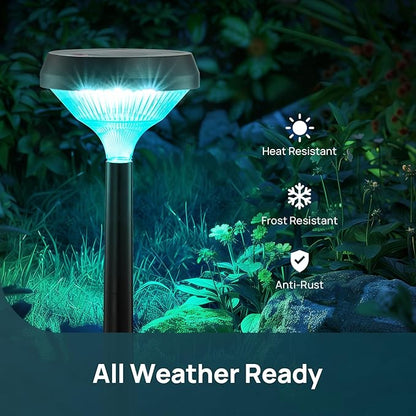 Linkind Solar Pathway Lights 8 Pack, Color Changing Solar Lights Outdoor Waterproof, Multicolor/Warm White/Cool White St Patricks Day Lights for Walkway Yard Garden Landscape