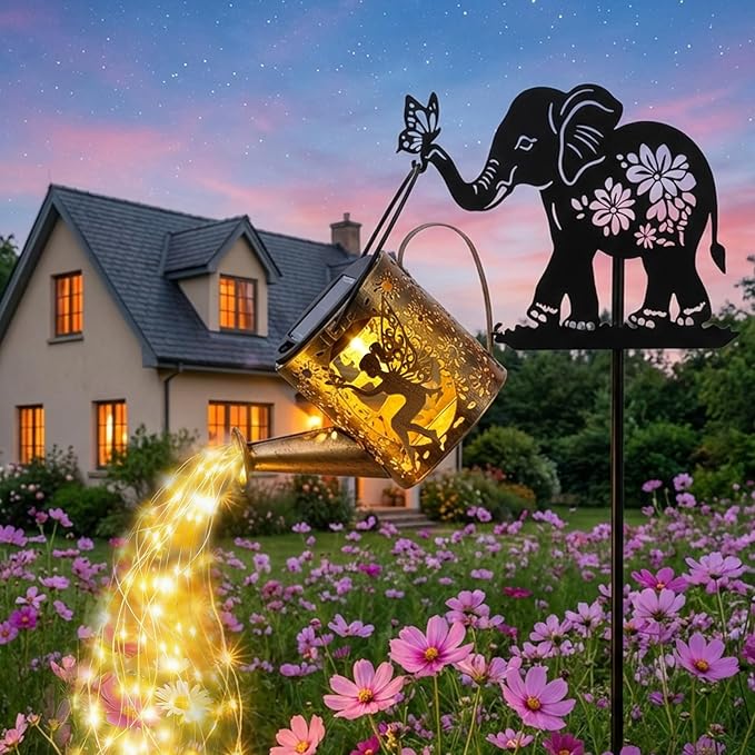 Elephant Solar Lawn Figurine Light, Waterproof