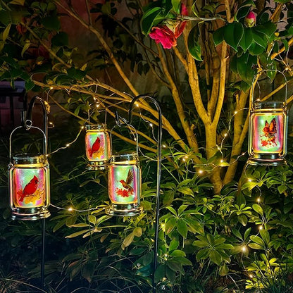 ANGMLN 2 Pack Solar Fairy Lanterns for Outdoor Garden,Gifts for Mom, Grandma, and Women, Waterproof Jar Lights for Patio Yard Lawn Tree Party Decor
