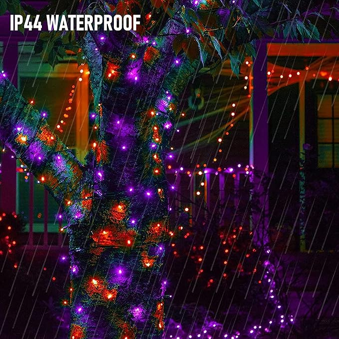 50 LED Halloween Twinkle Lights, 16ft Waterproof for Porch