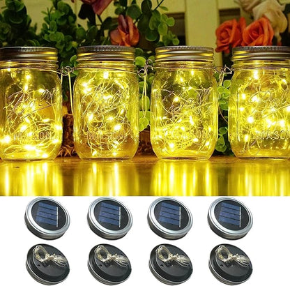 Solar Lights Replacement Top Parts for Outdoor Solar Watering Can Hanging Lanterns with 90 LED String Lithgs Detachable Connector (Warm White ) (4PCS for Mason Jar)